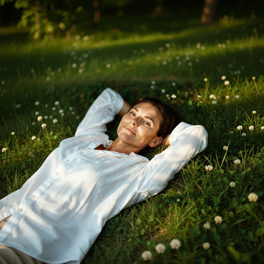 Relaxed woman in menopause